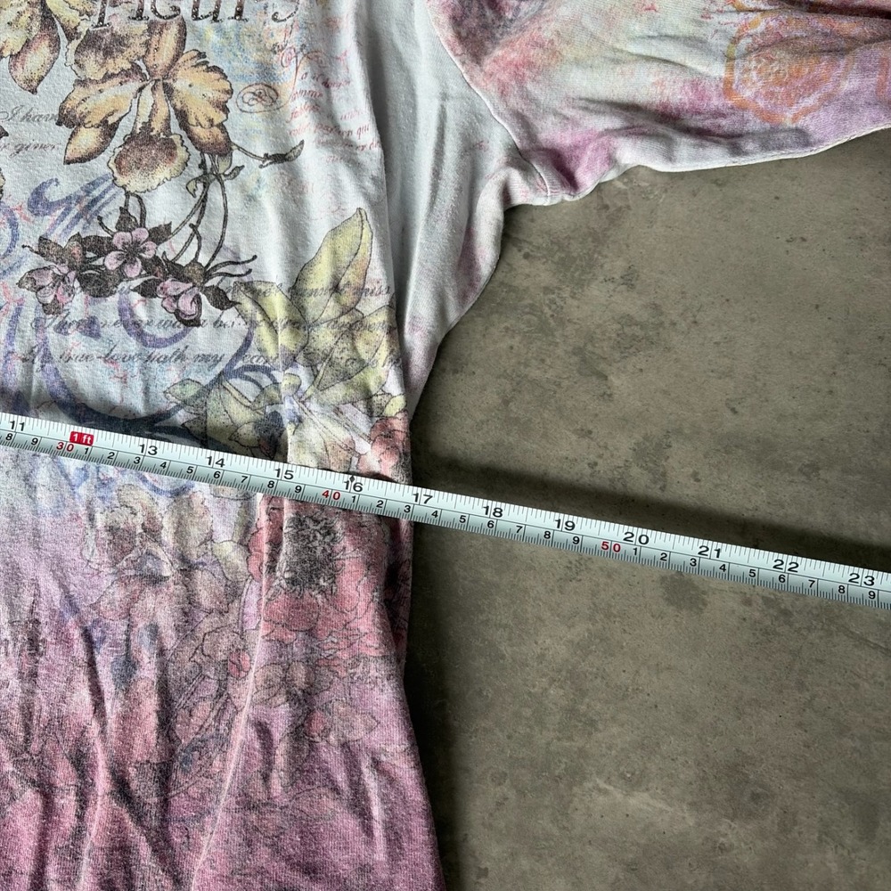 Christopher & Banks Womens Floral Graphic 3/4 Sleeve T-Shirt XL Gray Pink Ombre - Picture 4 of 5